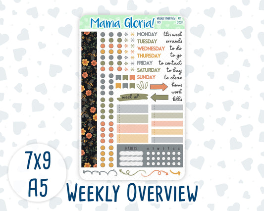 Kit 0238 - Weekly Overview - For 7x9 & A5 Planners | Notebooks - October - Starry Autumn Nights