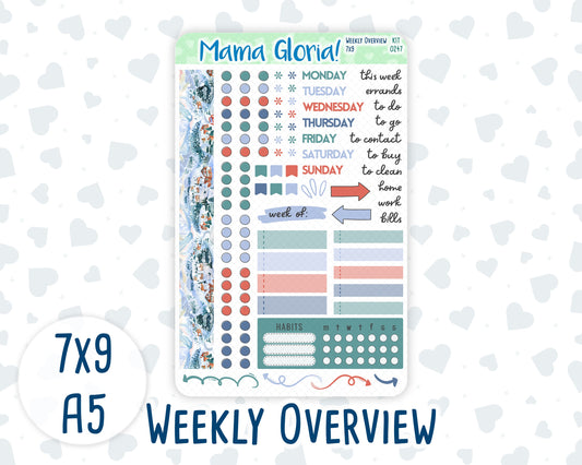 Kit 0247 - Weekly Overview - For 7x9 & A5 Planners | Notebooks - December - Snow Day Adventures