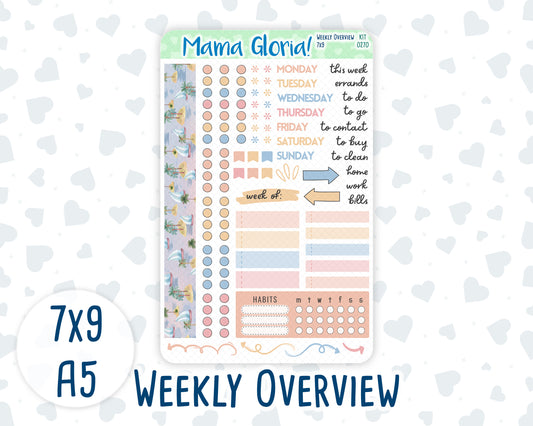 Kit 0270 - Weekly Overview - For 7x9 & A5 Planners | Notebooks - June - Beachside Bliss