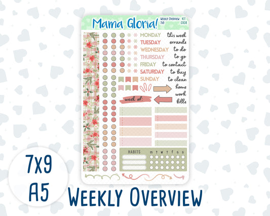 Kit 0308 - Weekly Overview - For 7x9 & A5 Planners | Notebooks - December - Knit & Holly