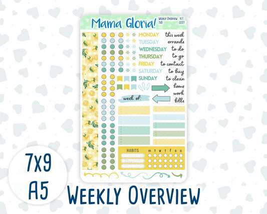 Kit 0227 - Weekly Overview - For 7x9 & A5 Planners | Notebooks - July - Lemon Grove