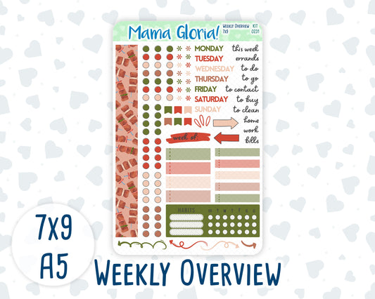 Kit 0231 - Weekly Overview - For 7x9 & A5 Planners | Notebooks - August - Backyard BBQ