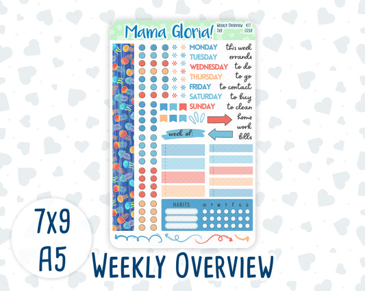 Kit 0268 - Weekly Overview - For 7x9 & A5 Planners | Notebooks - June - Sea Sweeties