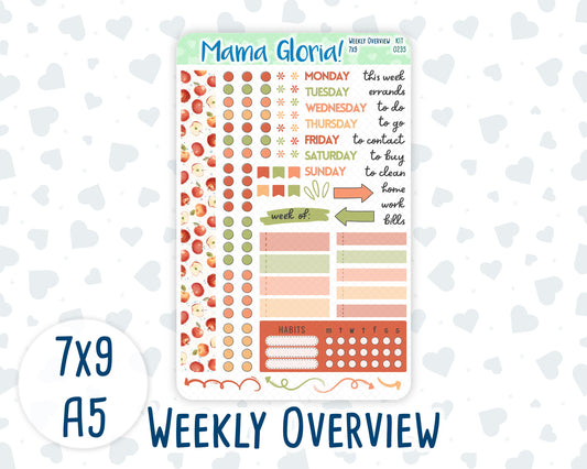 Kit 0235 - Weekly Overview - For 7x9 & A5 Planners | Notebooks - September - Apple Orchard