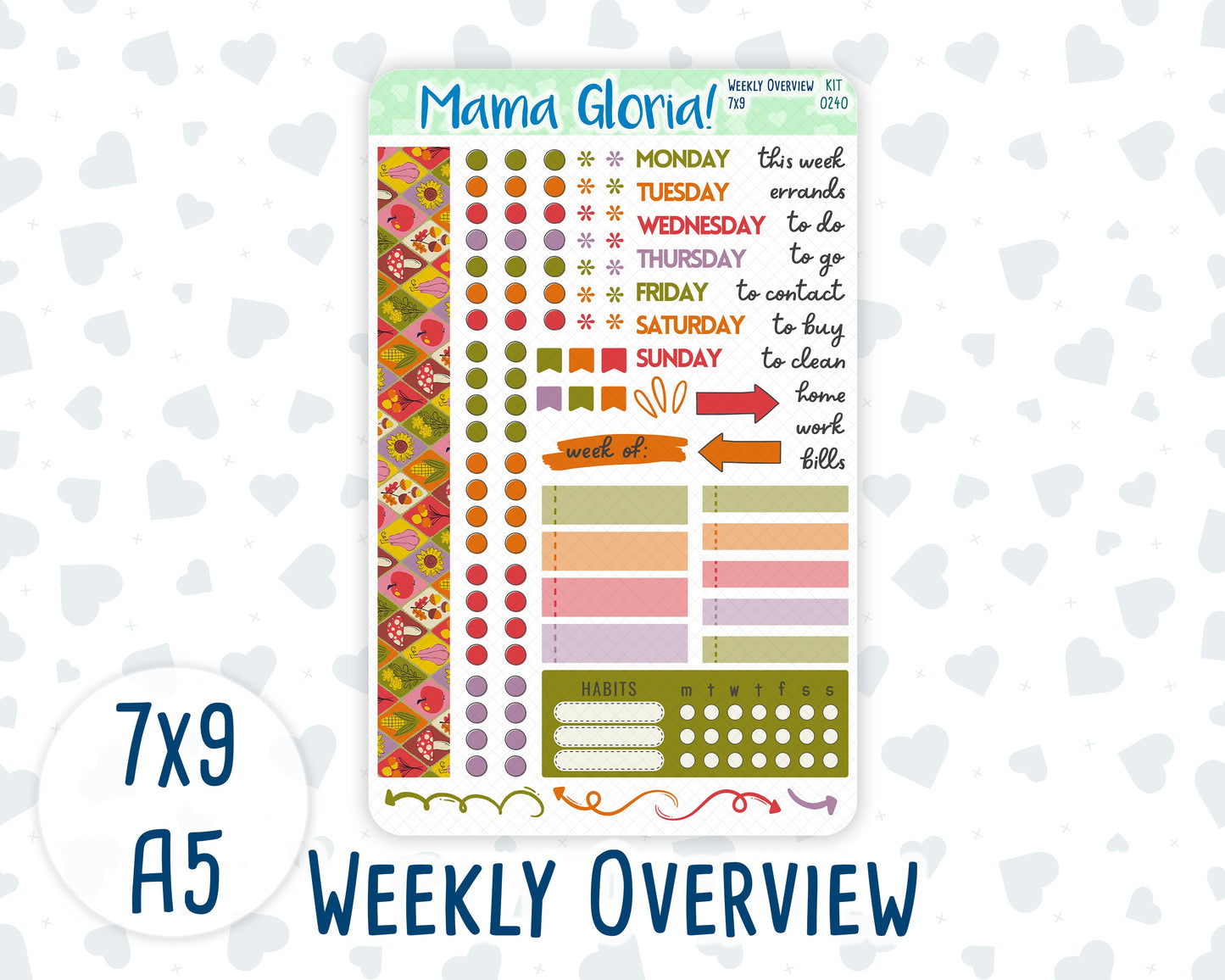 Kit 0240 - Weekly Overview - For 7x9 & A5 Planners | Notebooks - November - Cozy Thanksgiving