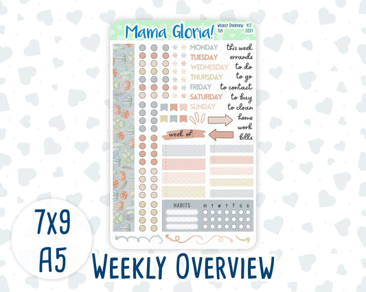 Kit 0261 - Weekly Overview - For 7x9 & A5 Planners | Notebooks - April - Llama Spring