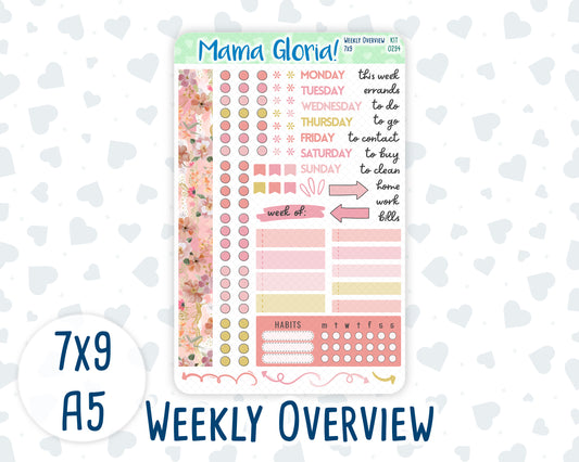 Kit 0294 - Weekly Overview - For 7x9 & A5 Planners | Notebooks - September - Rosy Reveria