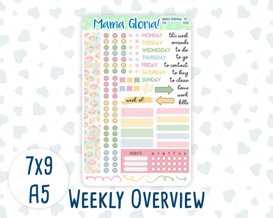 Kit 0260 - Weekly Overview - For 7x9 & A5 Planners | Notebooks - April - Pastel Egg Hunt