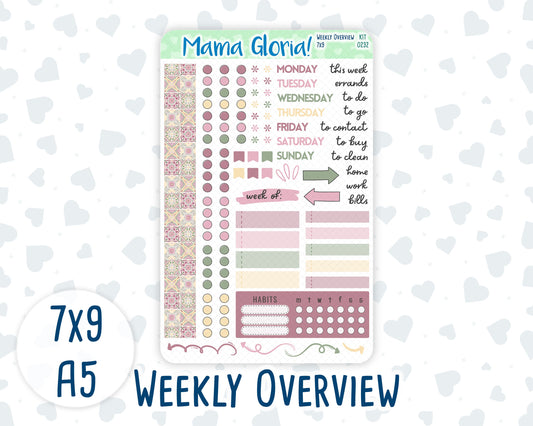 Kit 0232 - Weekly Overview - For 7x9 & A5 Planners | Notebooks - September - Heirloom Garden