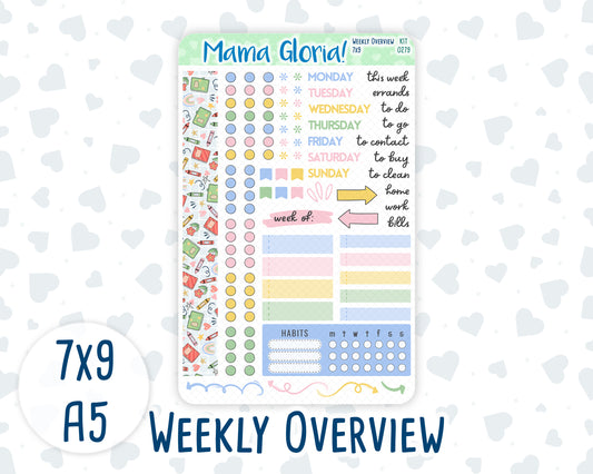 Kit 0279 - Weekly Overview - For 7x9 & A5 Planners | Notebooks - August - Not Ready For School