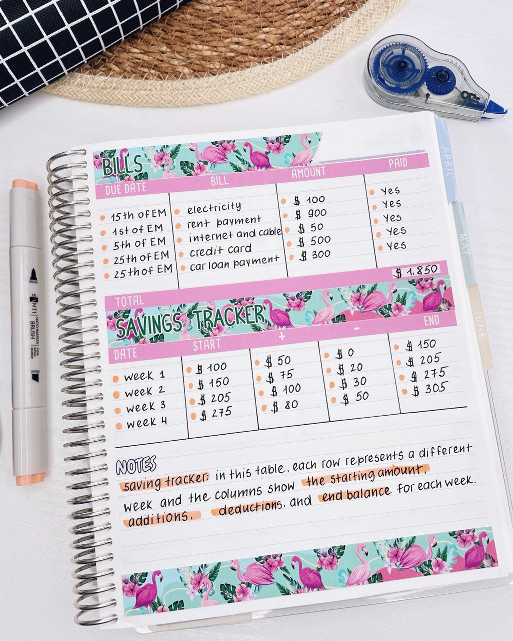 Kit 0222 - Budget - For 7x9 & A5 Planners | Notebooks - June - Beach Day
