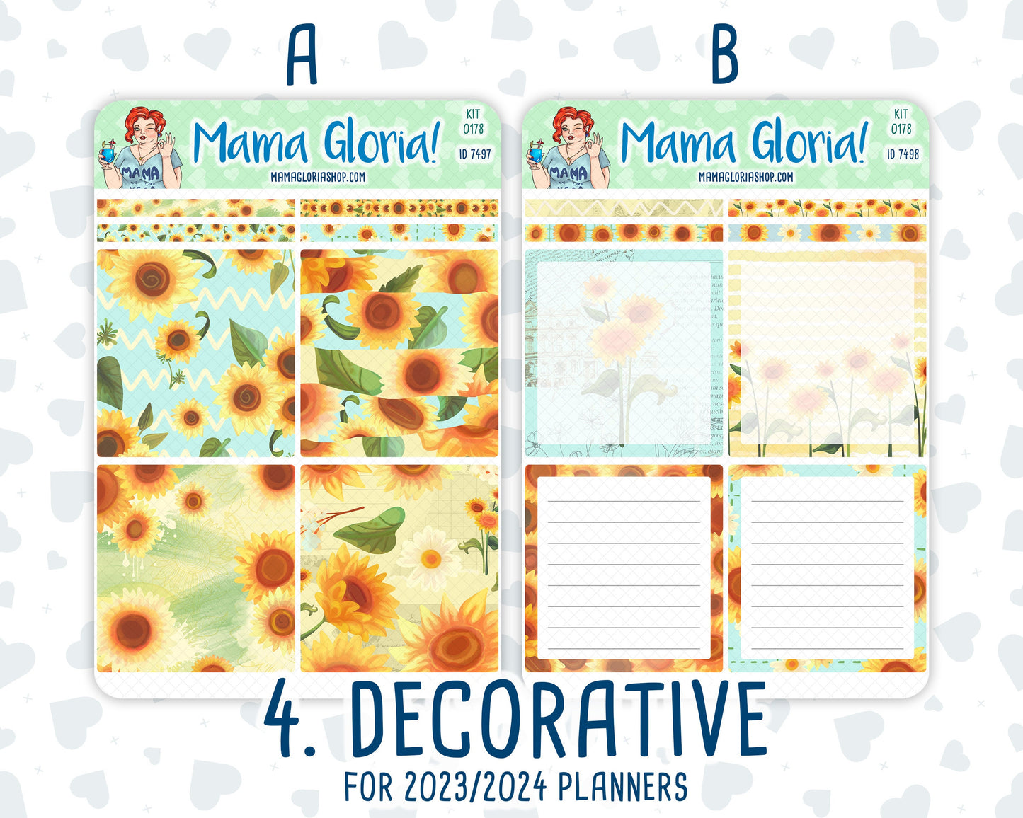 Kit 0178 - A5 Daily Duo - Sunflowers- August- Summer- Planner