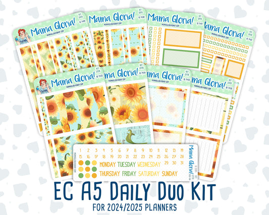 Kit 0178 - A5 Daily Duo - Sunflowers- August- Summer- Planner
