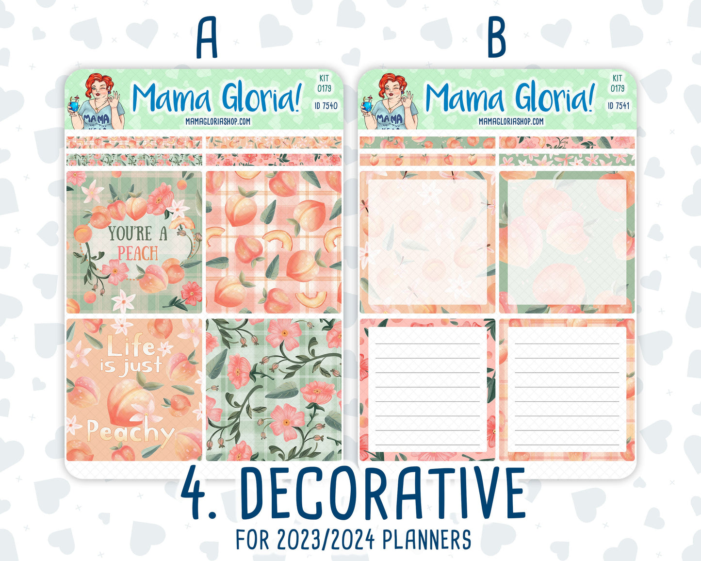 Kit 0179 - A5 Daily Duo - Peaches- August- Summer- Planner