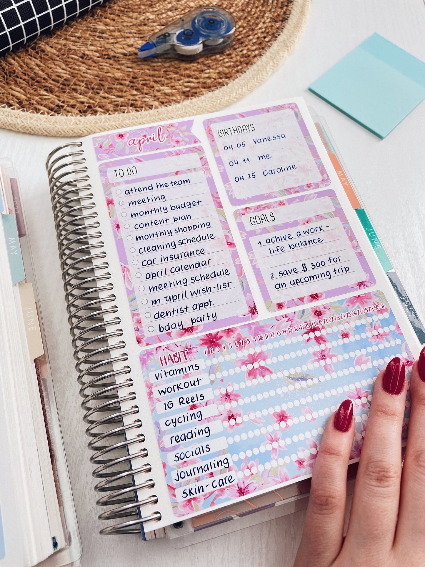 Kit 0222 - A5 - EC Notes Pages - June - Beach Day - Dashboard Kit | Productivity Page