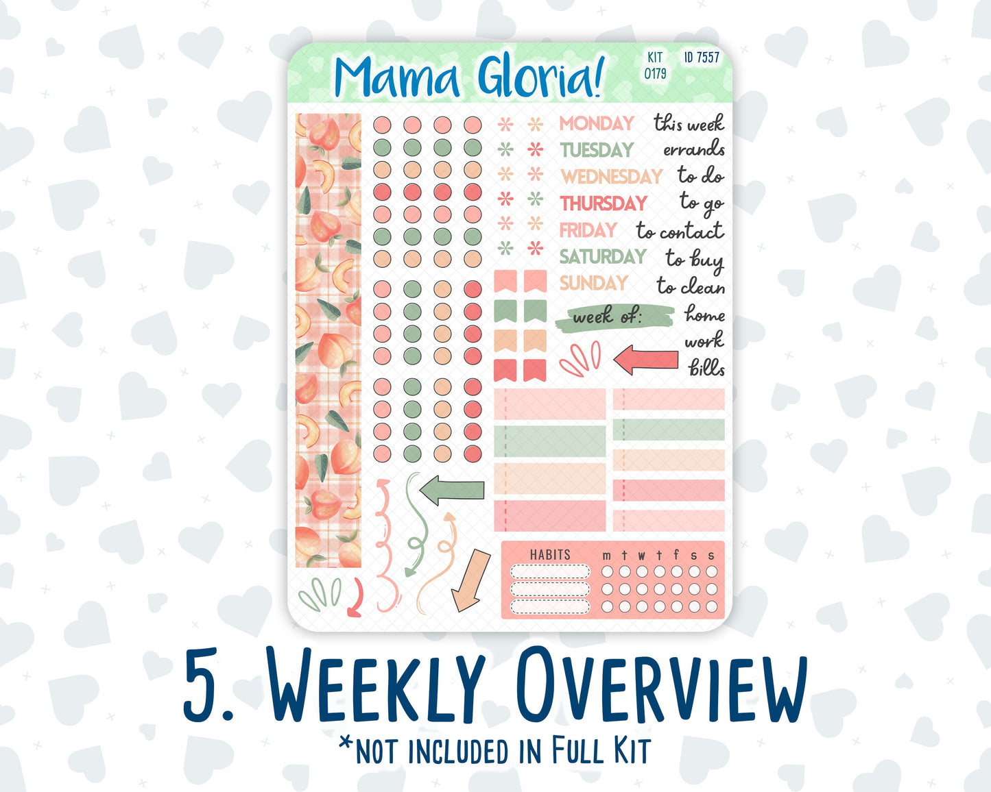 Kit 0179 - A5 Daily Duo - Peaches- August- Summer- Planner