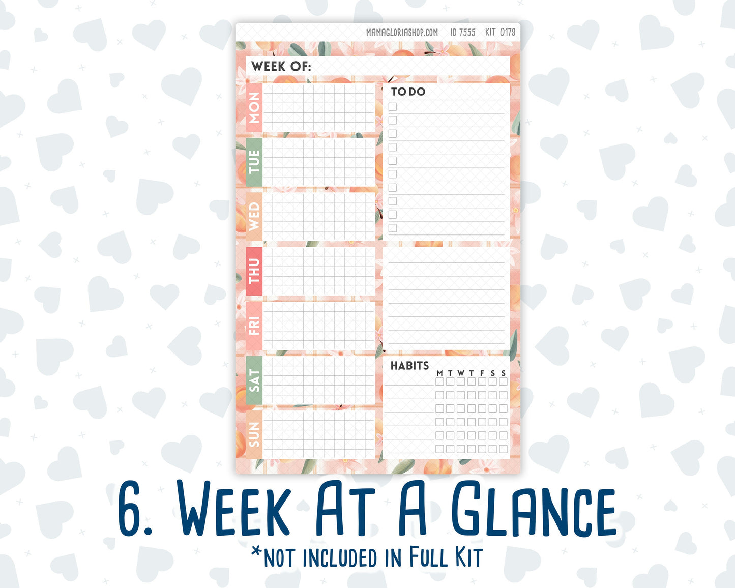 Kit 0179 - A5 Daily Duo - Peaches- August- Summer- Planner