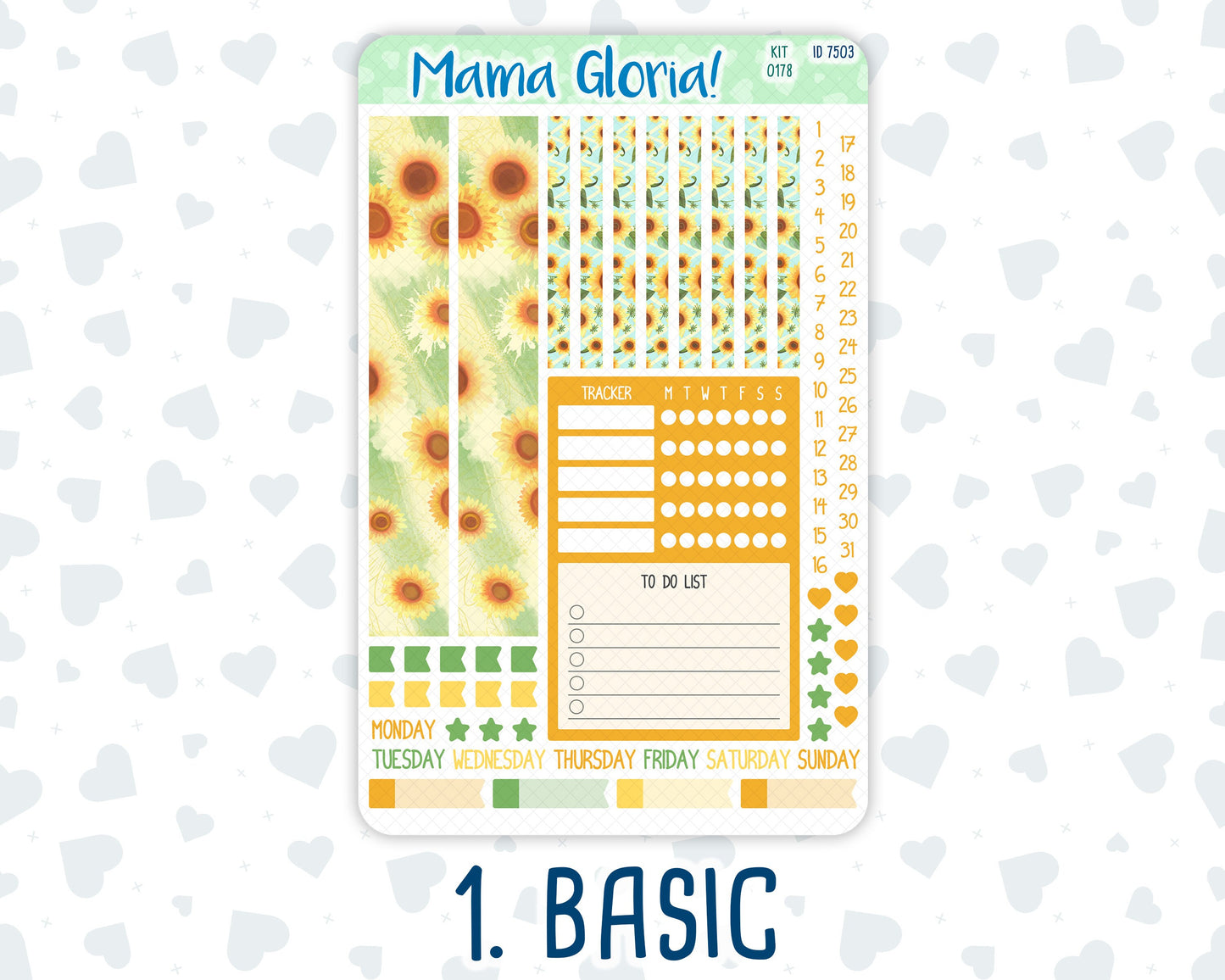 Kit 0178 - A5 Compact Vertical - Sunflowers- August- Weekly