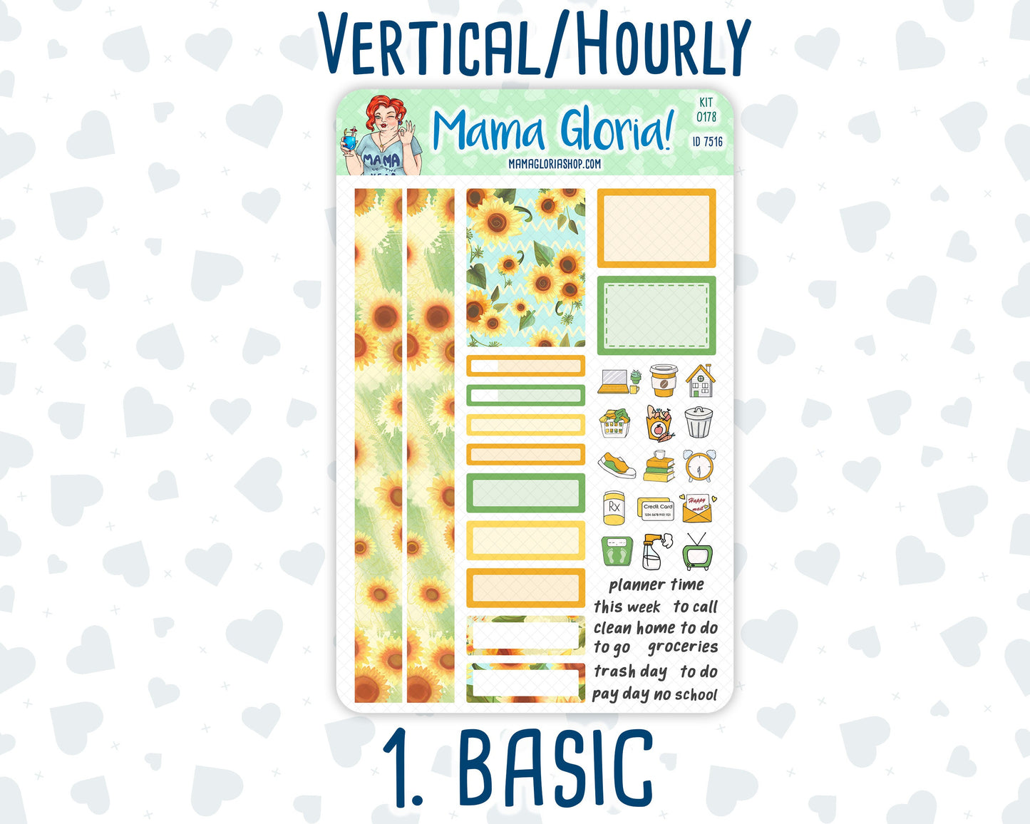Kit 0178 - 7x9 - Sunflowers - August- Summer- Weekly Kit For Planners