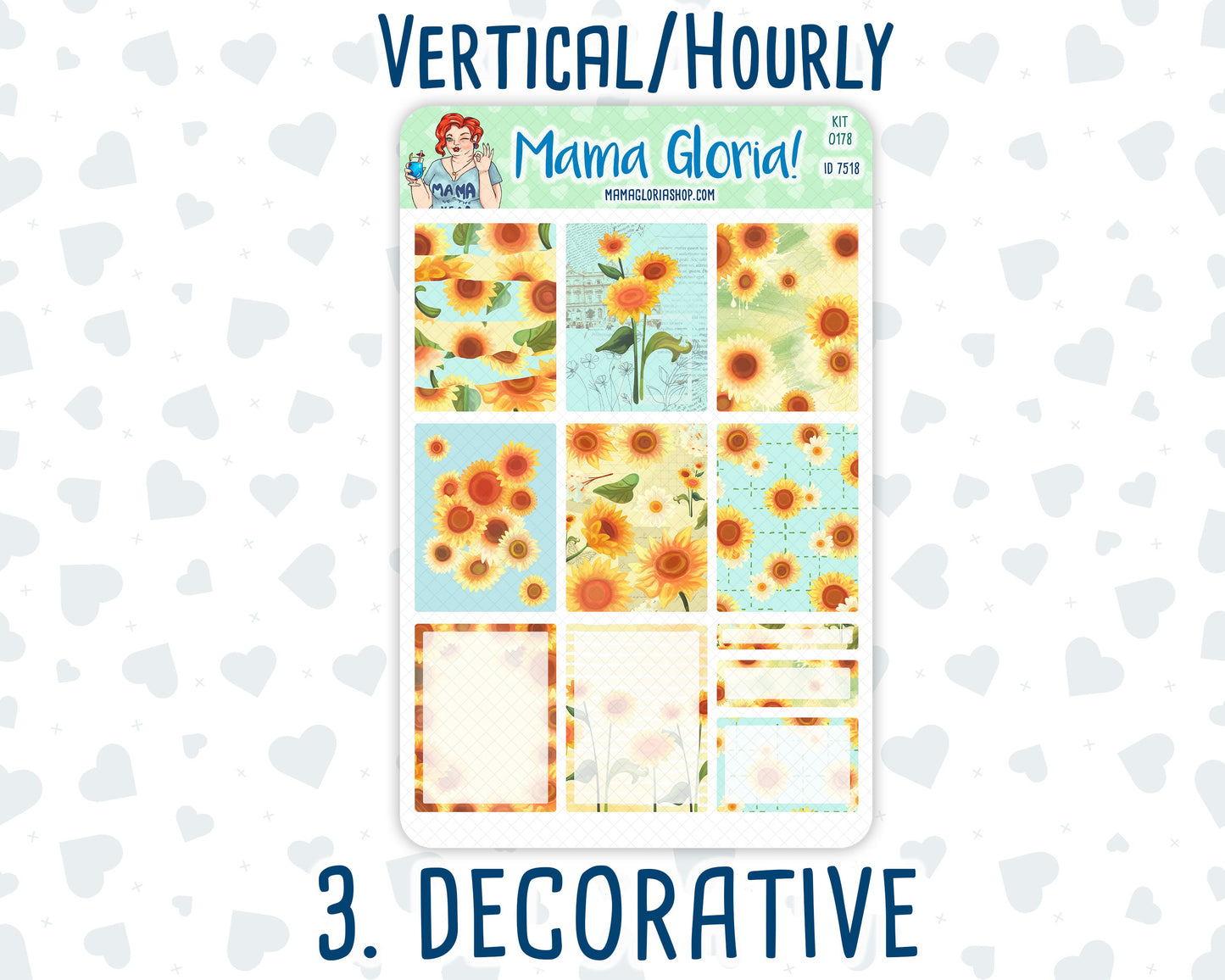 Kit 0178 - 7x9 - Sunflowers - August- Summer- Weekly Kit For Planners