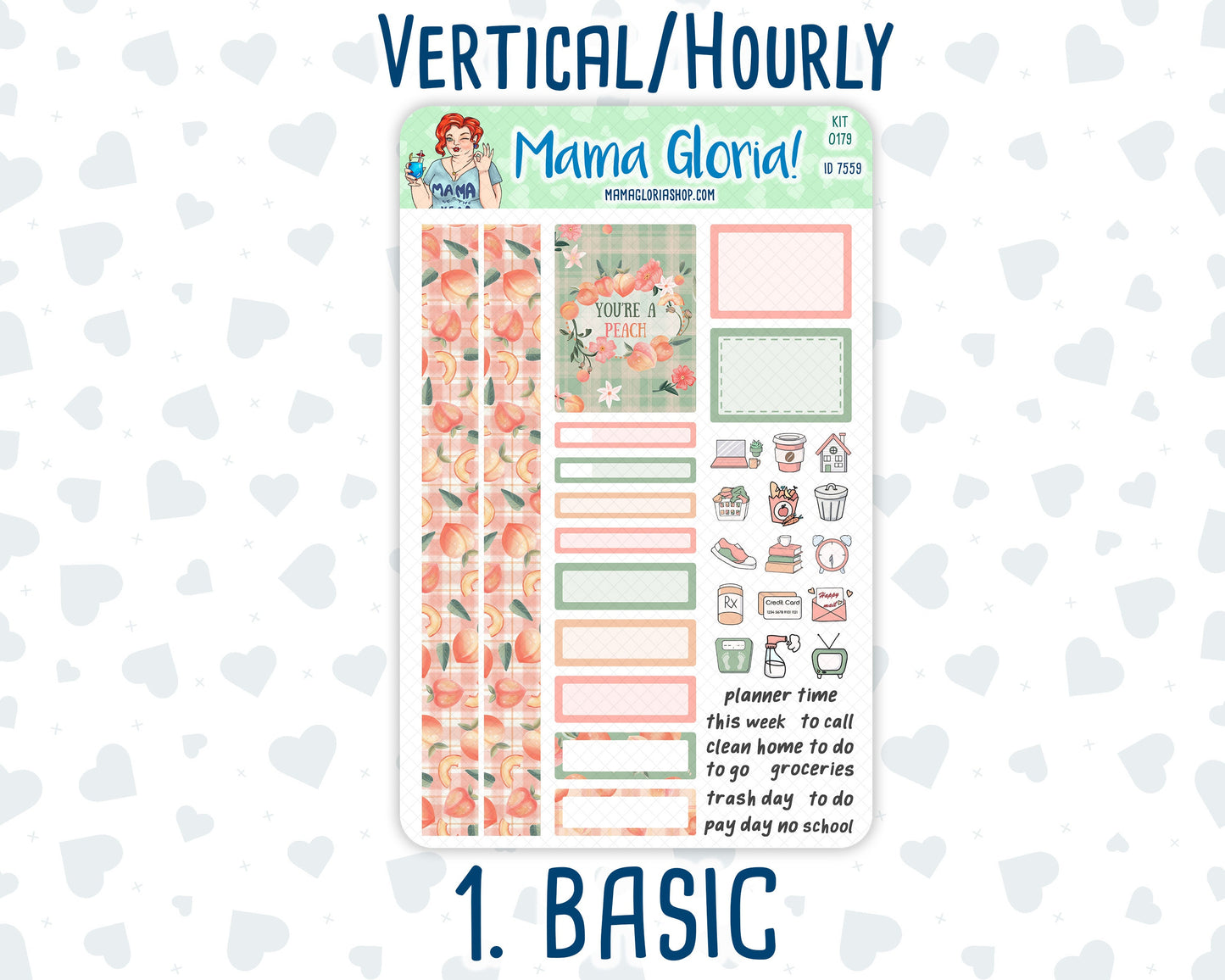 Kit 0179 - 7x9 - Peaches- August- Summer- Weekly Kit For Planners