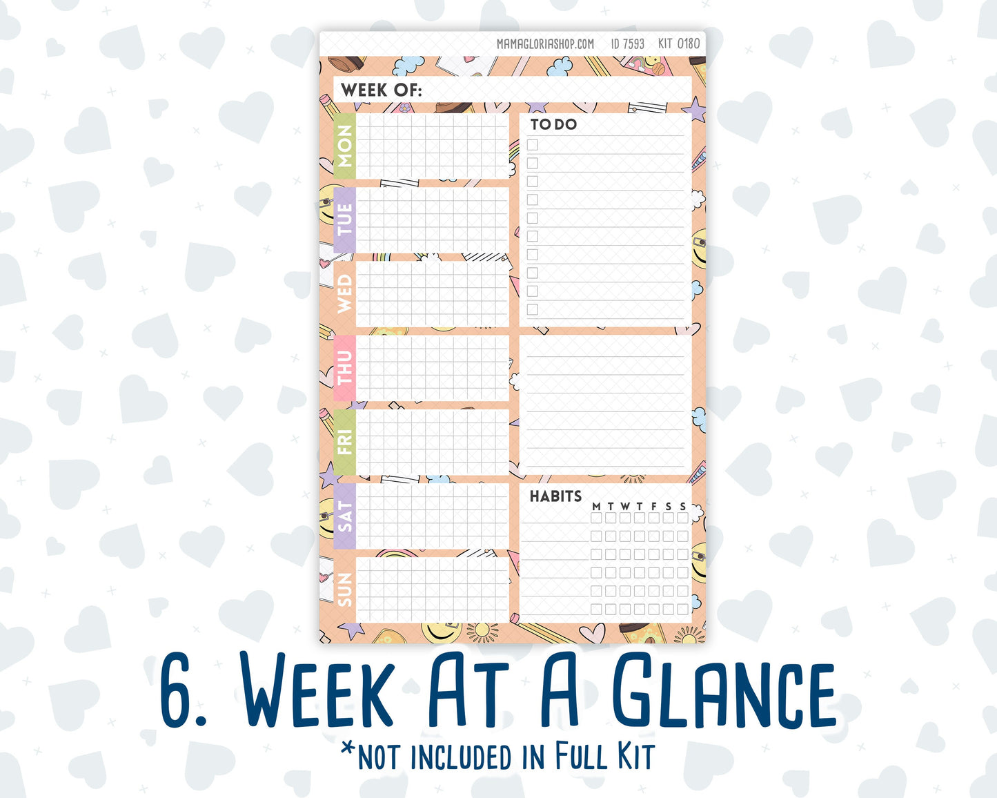 Kit 0180 - A5 Daily Duo - Back To School- August- Summer- Planner