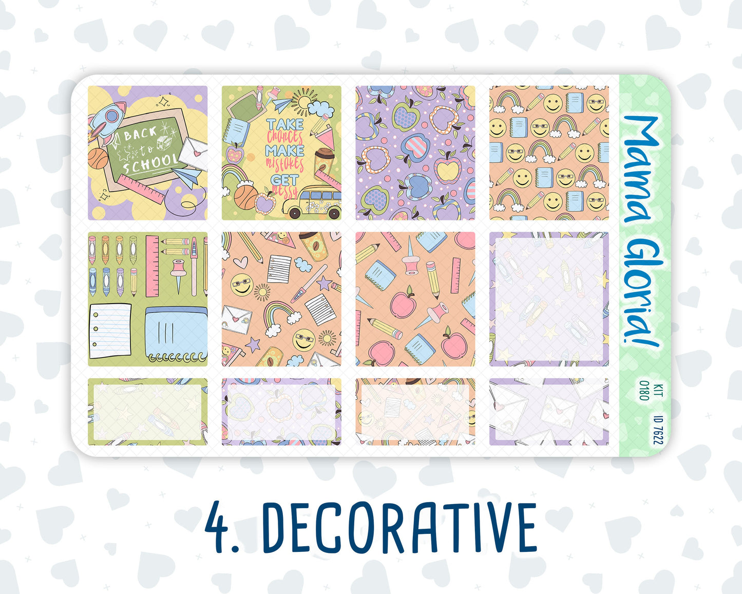 Kit 0180 - 7x9 - Back To School- August- Summer- Weekly Kit For EC Horizontal Planners