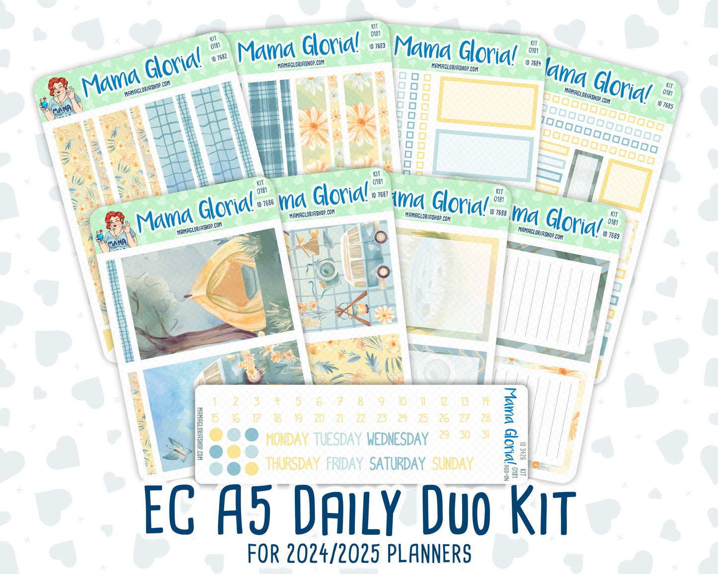 Kit 0181 - A5 Daily Duo - Camping - August- Summer- Planner