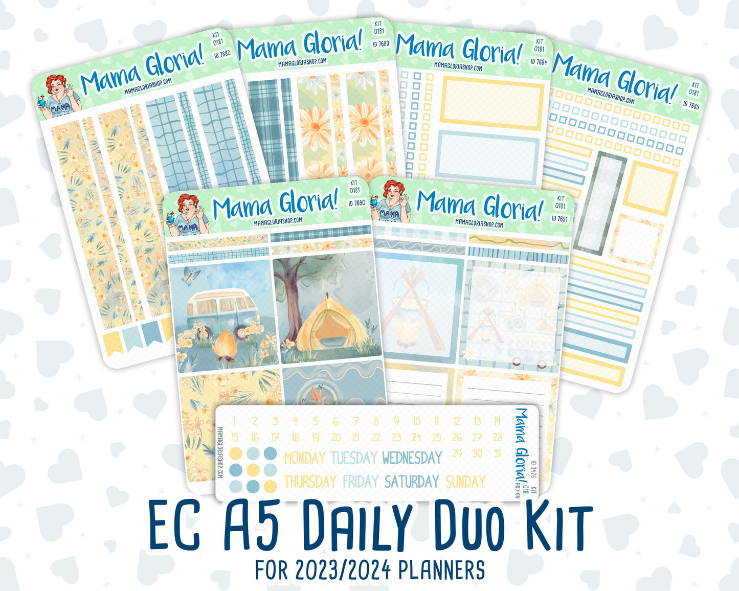 Kit 0181 - A5 Daily Duo - Camping - August- Summer- Planner