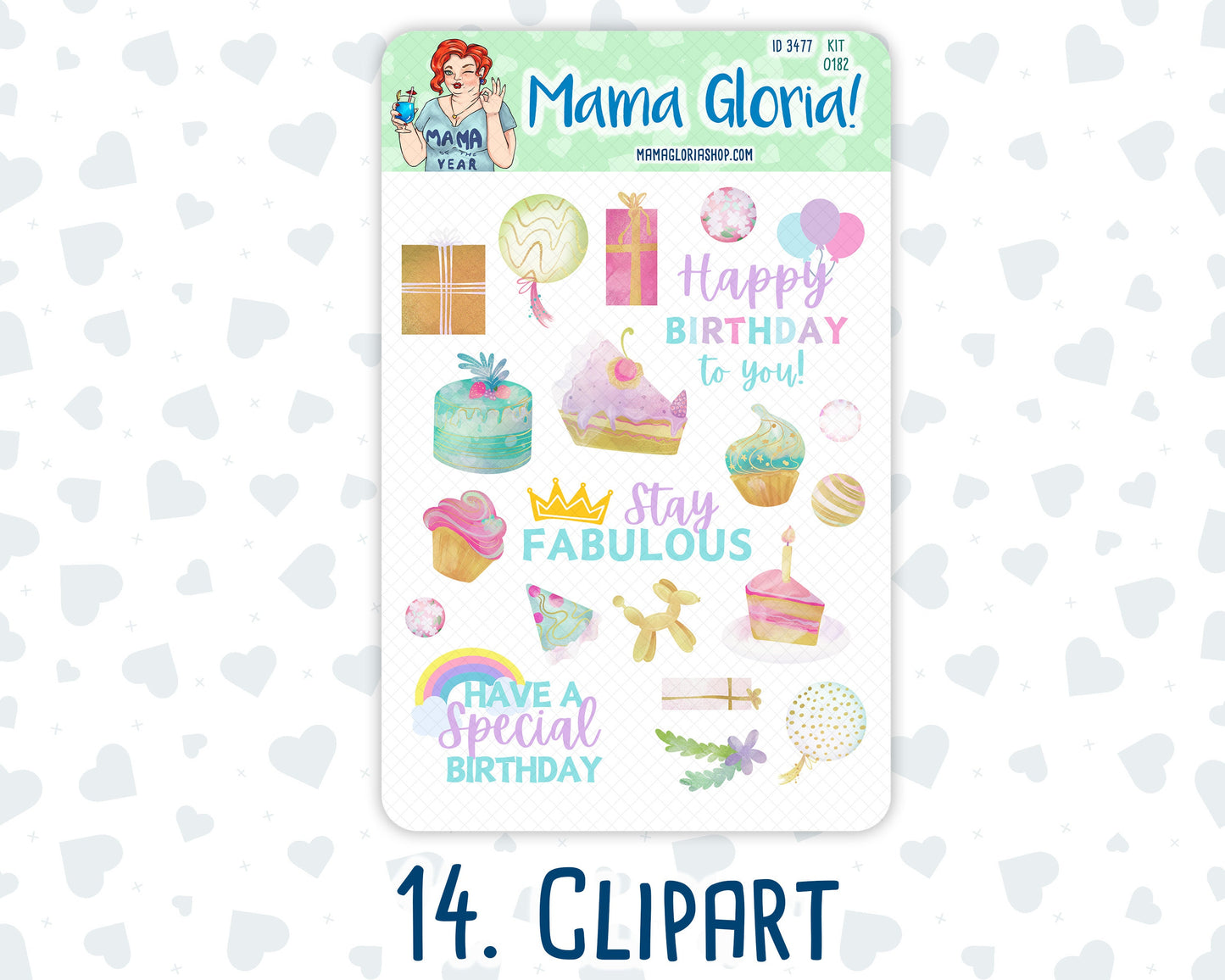 Kit 0182 Add Ons - Birthday - Planner Stickers - Kit 2024