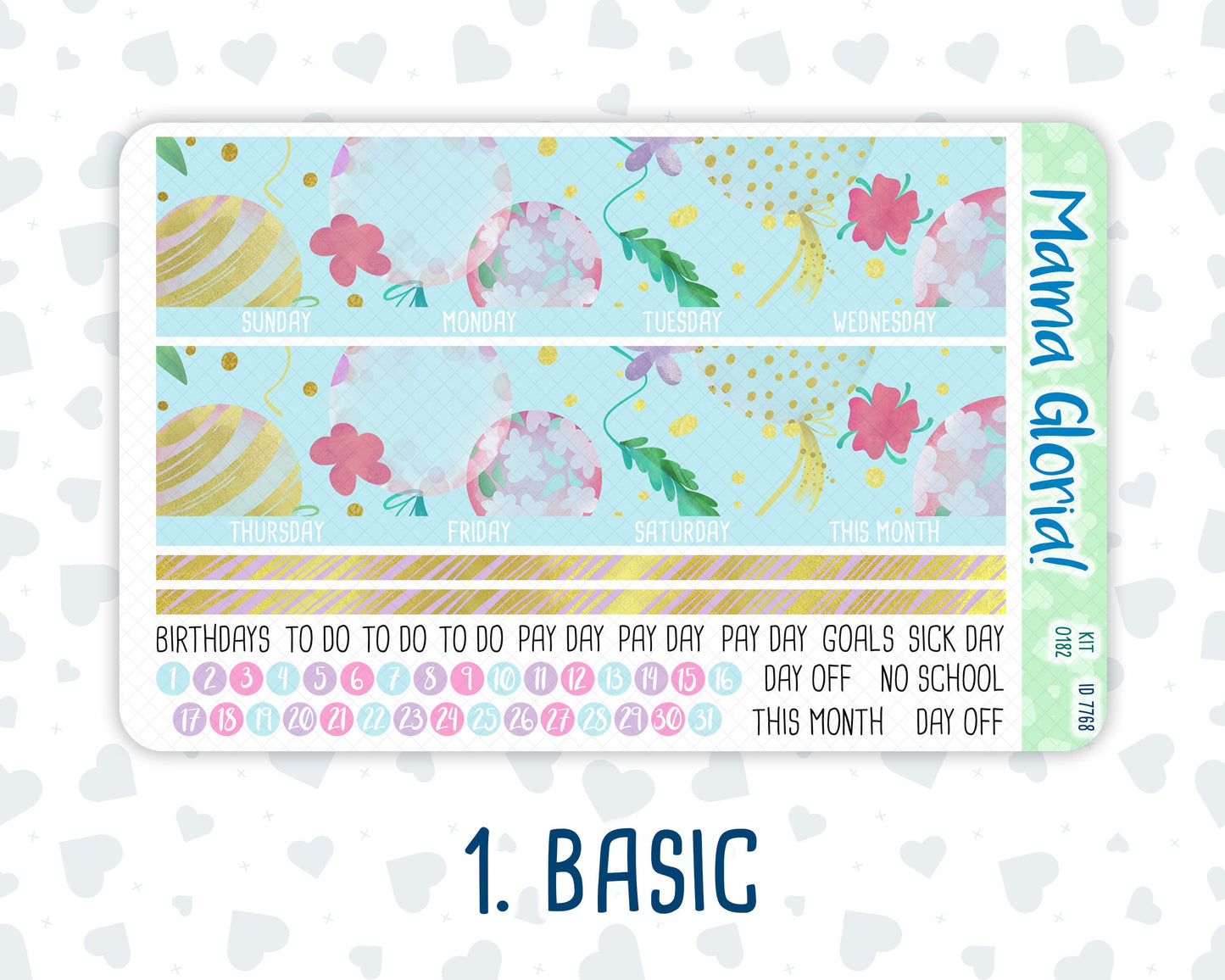 Kit 0182 - 7x9 - Monthly - Birthday - For EC Planners