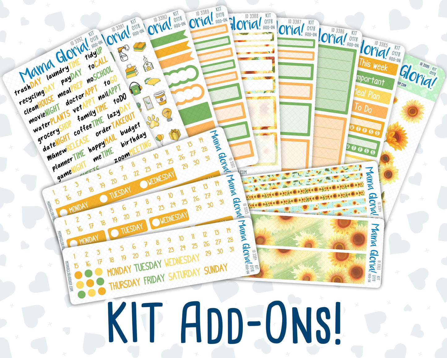 Kit 0178 Add Ons - Sunflowers - August- Summer- Planner Stickers - Kit 2024