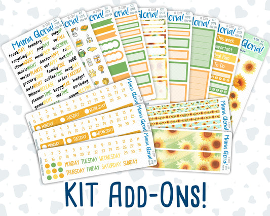 Kit 0178 Add Ons - Sunflowers - August- Summer- Planner Stickers - Kit 2024