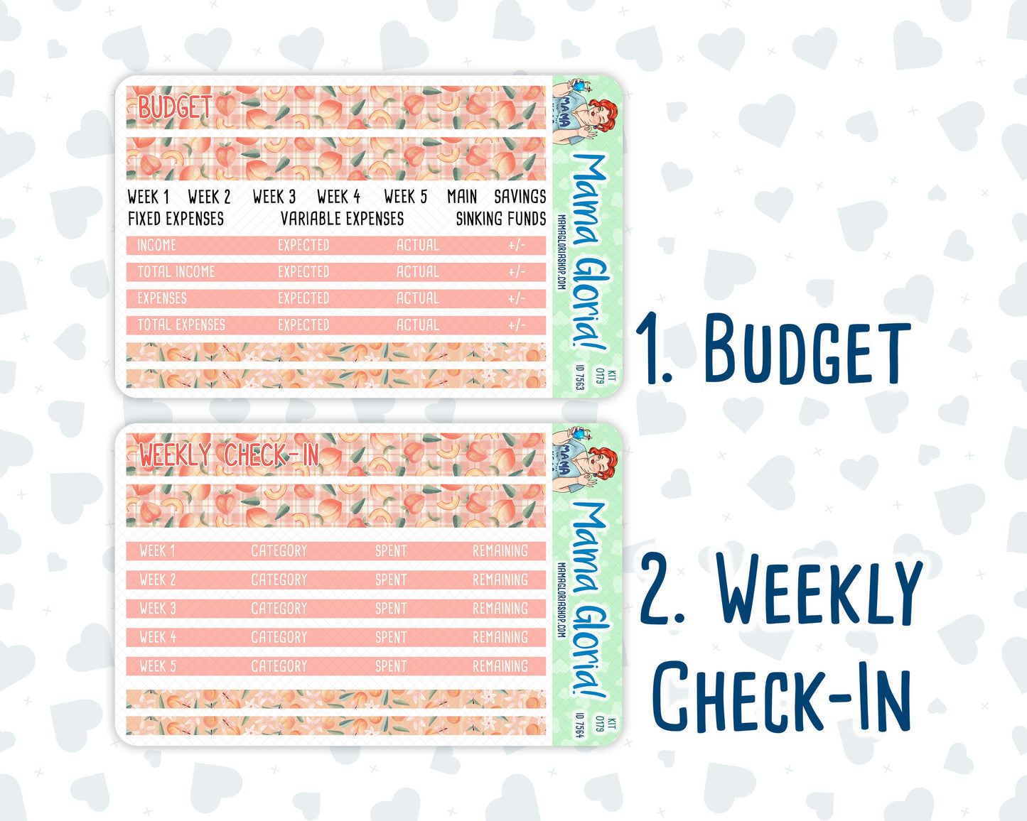 Kit 0179- Budget - Peaches - For 7x9 & A5 Planners - Notebooks - August- Summer