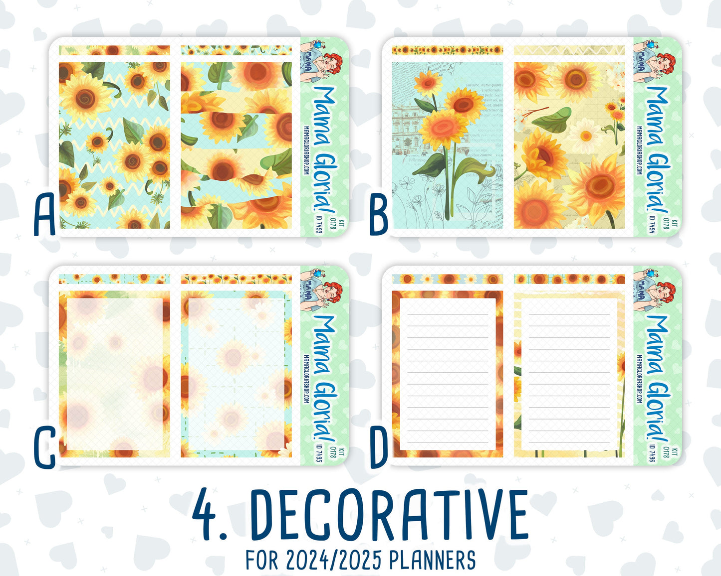 Kit 0178 - A5 Daily Duo - Sunflowers- August- Summer- Planner