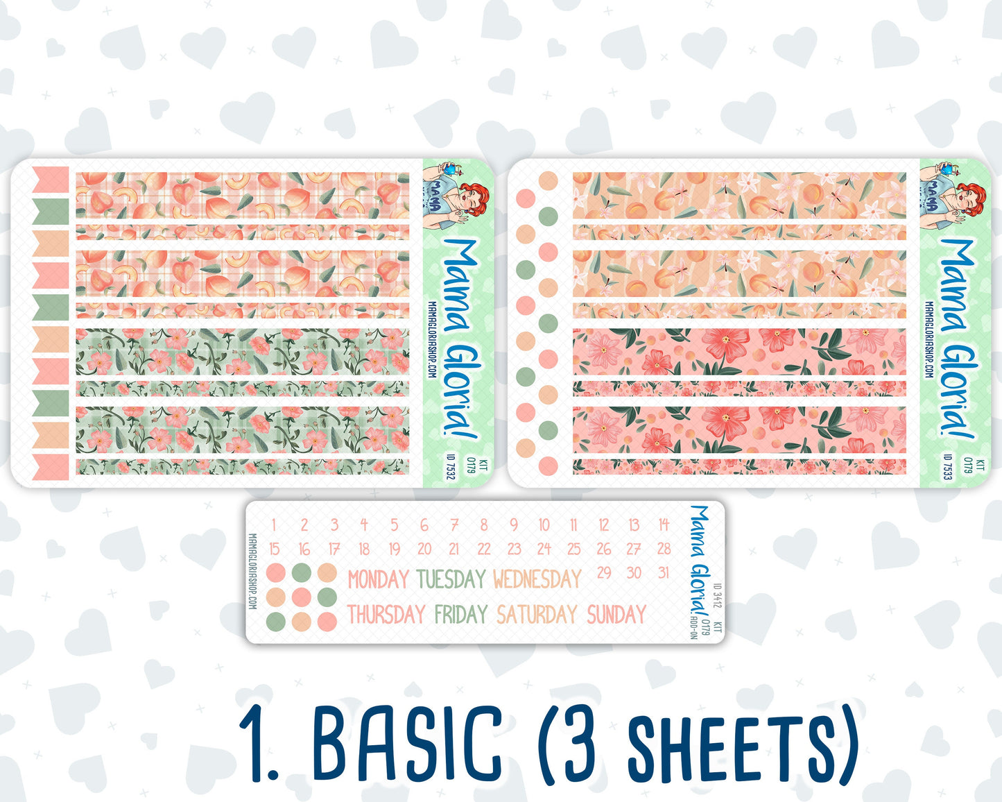 Kit 0179 - A5 Daily Duo - Peaches- August- Summer- Planner
