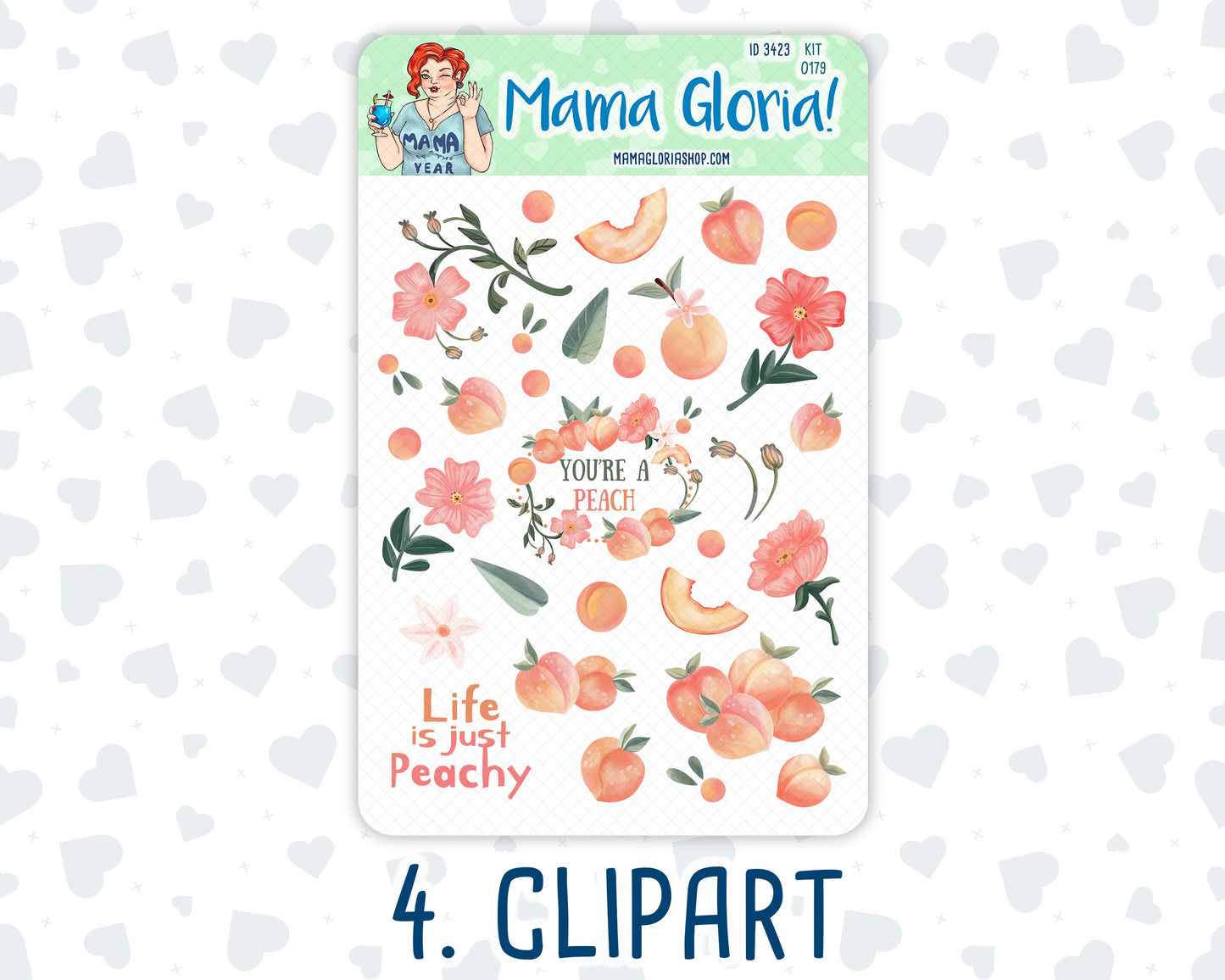 Kit 0179 - Journaling Kit - Peaches - August- Summer- For Planner - Notebook - Journal