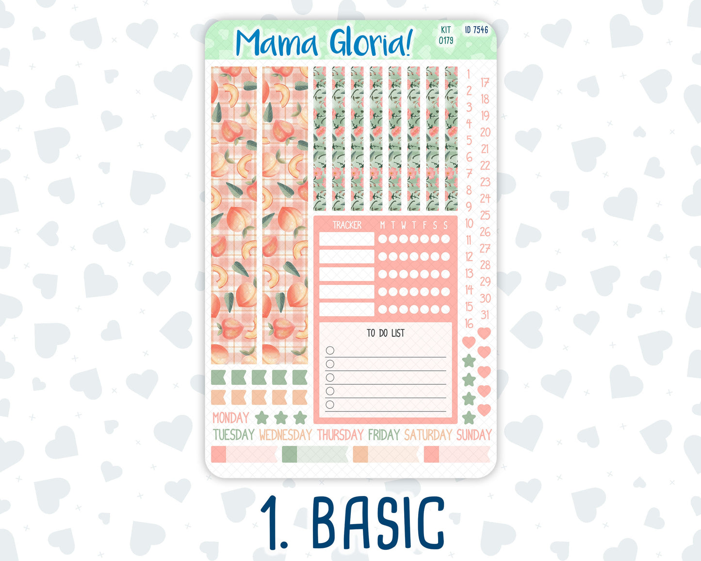 Kit 0179 - A5 Compact Vertical - Peaches- August- Weekly
