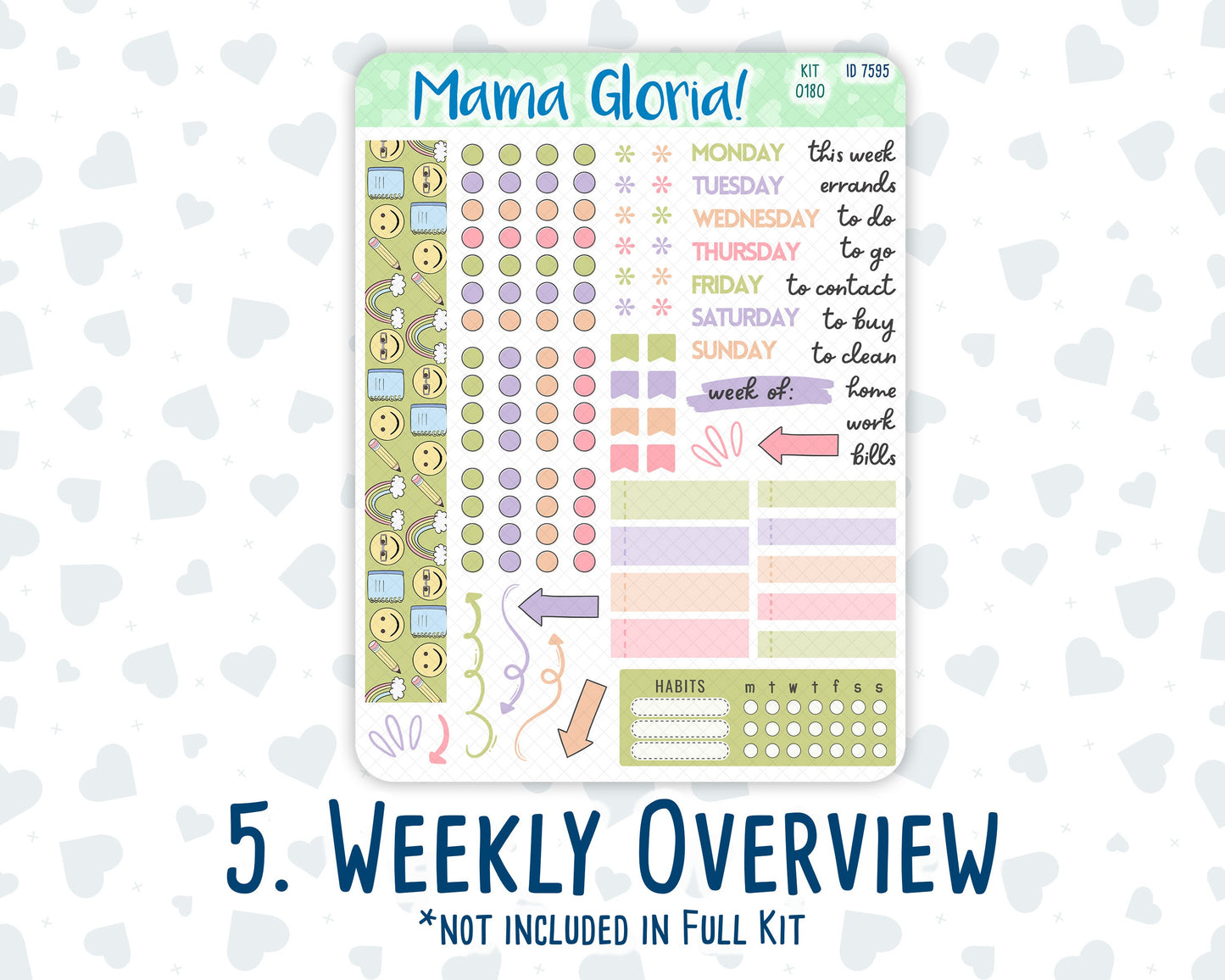 Kit 0180 - A5 Daily Duo - Back To School- August- Summer- Planner
