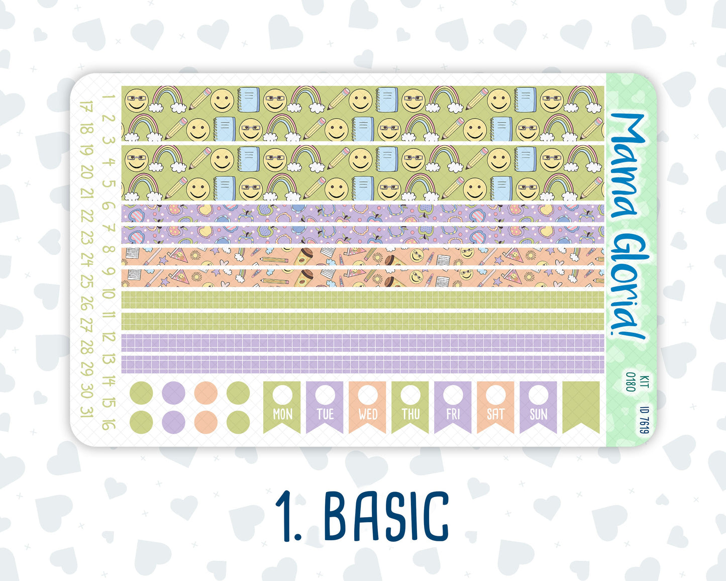 Kit 0180 - 7x9 - Back To School- August- Summer- Weekly Kit For EC Horizontal Planners