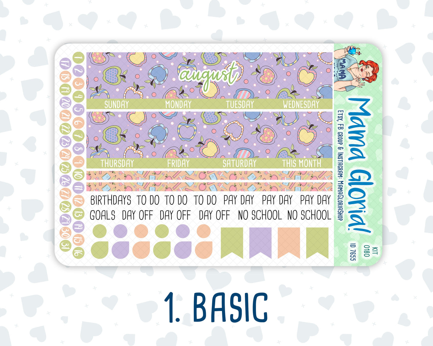 Kit 0180 -A5 -Monthly - Back To School- August - Summer Kit