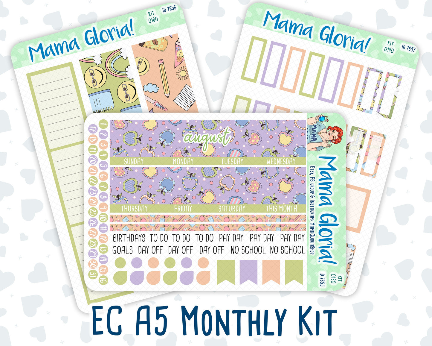 Kit 0180 -A5 -Monthly - Back To School- August - Summer Kit