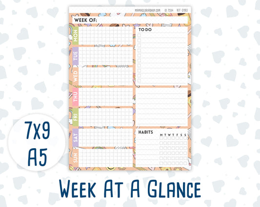 Kit 0180- Week At A Glance - Back To School- For 7x9 & A5 Planners - Notebooks - August- Summer