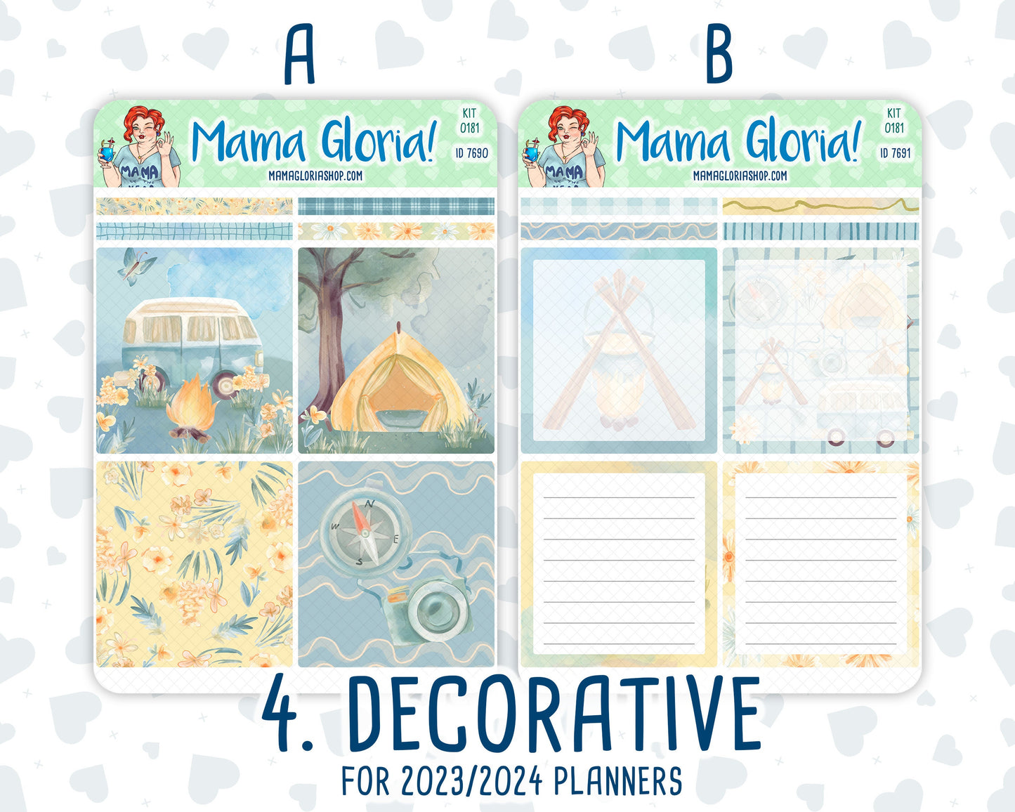 Kit 0181 - A5 Daily Duo - Camping - August- Summer- Planner