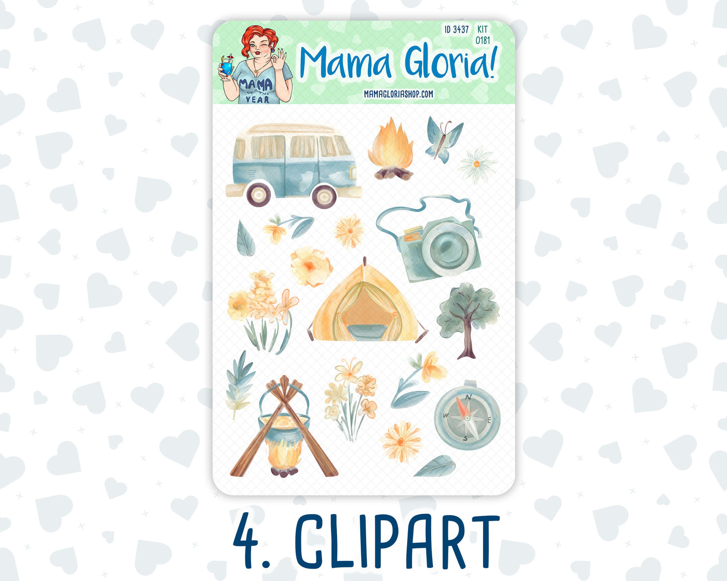 Kit 0181 - Back To School - Journaling Kit - Camping - August- Summer- For Planner - Notebook - Journal