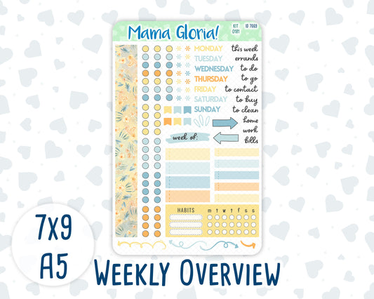 Kit 0181- Weekly Overview - Camping - For 7x9 & A5 Planners - Notebooks - August- Summer