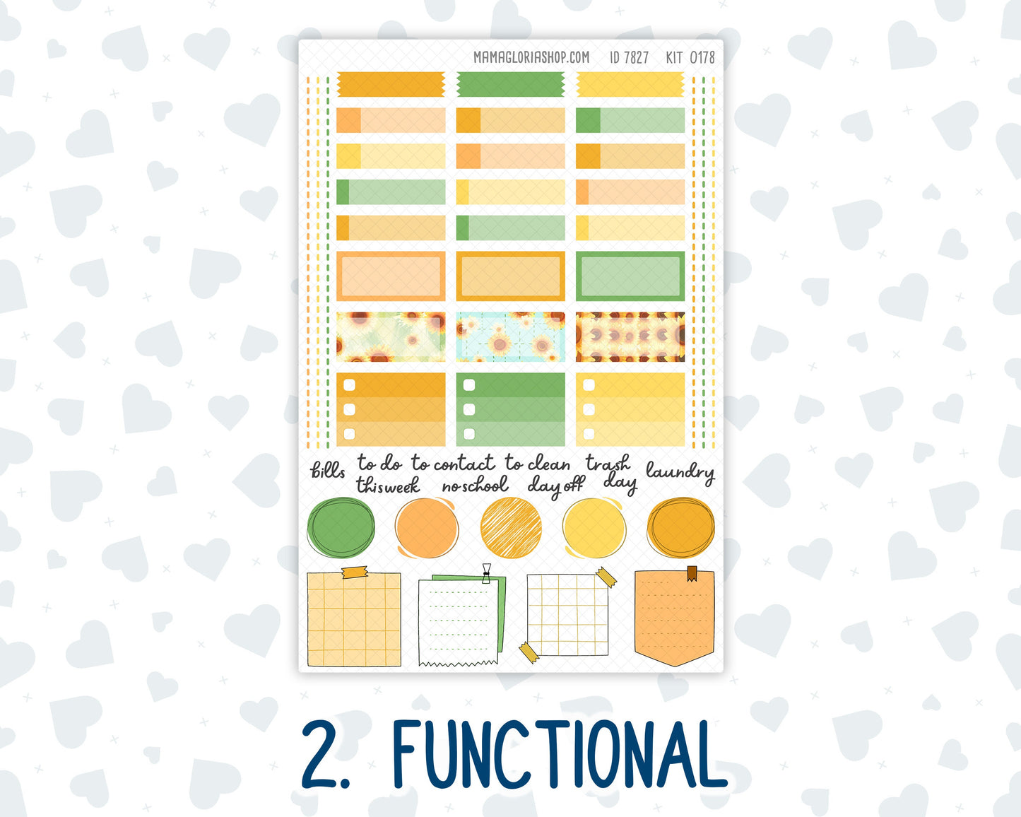 Kit 0178 Hobonichi Cousin – Weekly Kit – 1.3” Wide Columns - Sunflowers - August - Summer