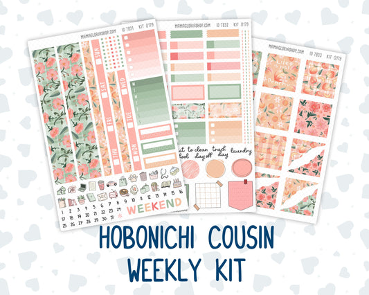Kit 0179 Hobonichi Cousin – Weekly Kit – 1.3” Wide Columns - Peaches - August - Summer
