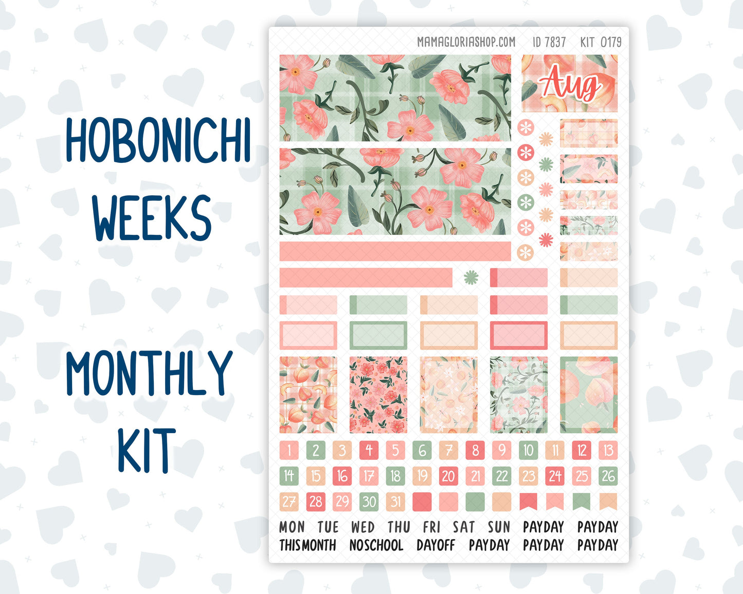 Kit 0179 Hobonichi Weeks – Monthly – Peaches - August - Summer