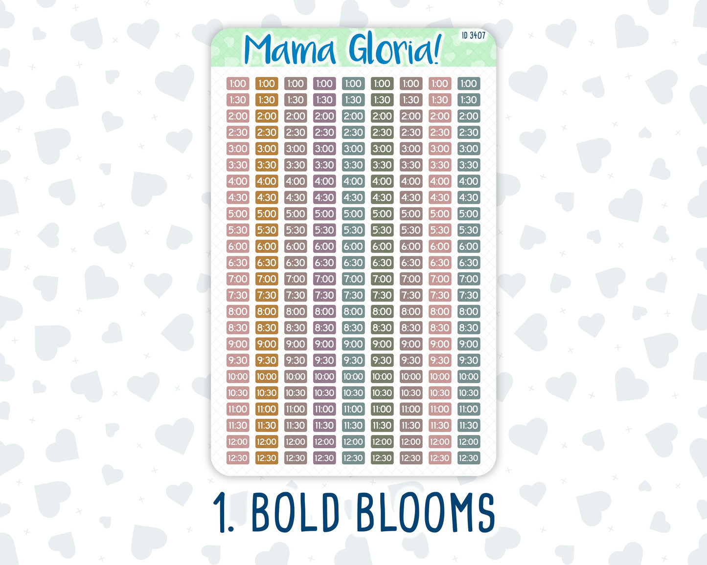 Time Stickers - Icon - Flora pallet - Stickers for planners, ID 3025, 3026, 3027